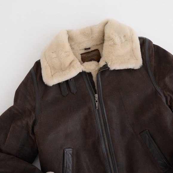 Vintage St. John's Bay Brown Leather Aviator Pilot Jacket with Shearling… - Picture 10 of 16
